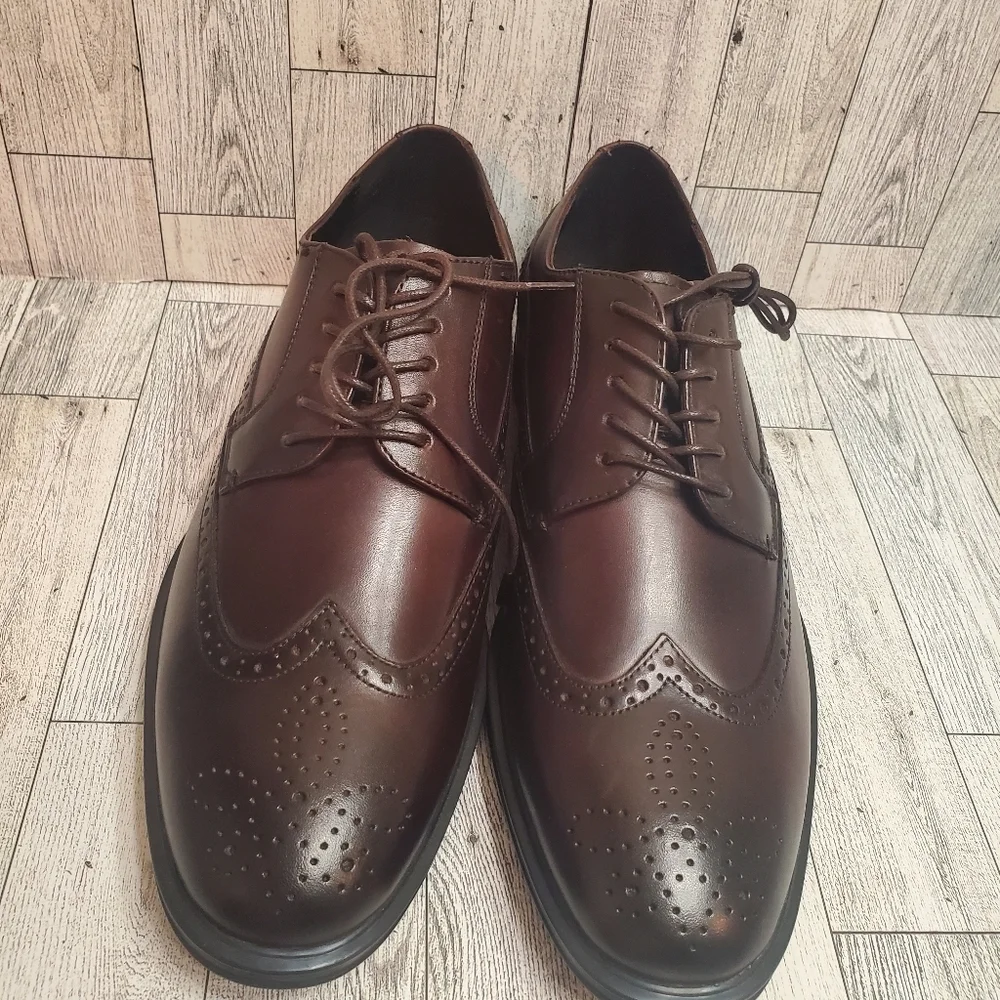 Aldo Men's Dark Brown Leather Wingtip Fratisekflex Oxford shoe Size 8 #4‎
